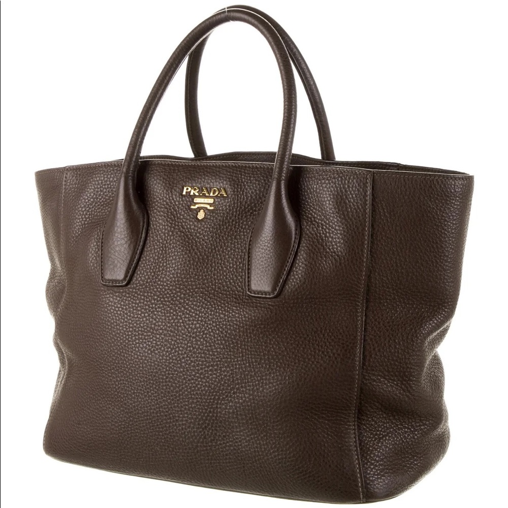 Brown Prada Vitello Daino Tote